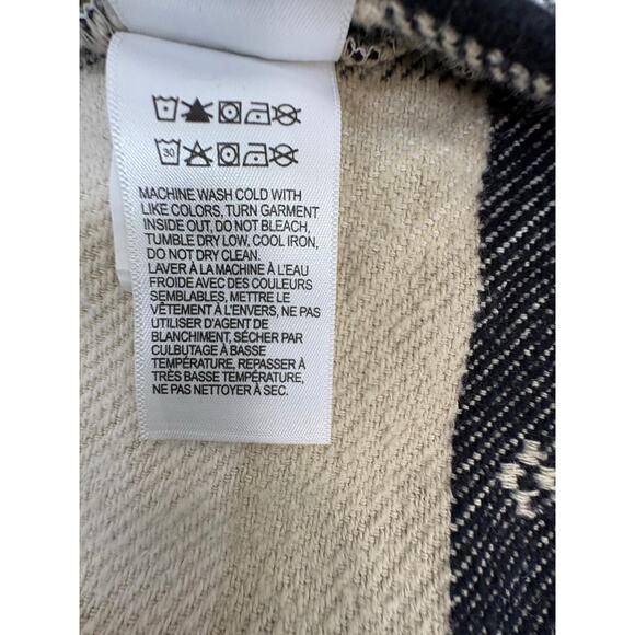 Lucky Brand Buffalo Plaid Oversized Jacket Women’s M Cream Black Southwestern - Picture 13 of 16